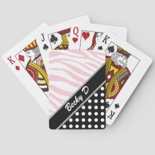 Baraja De Cartas Tarjetas de reproducción de impresión de cebra ros