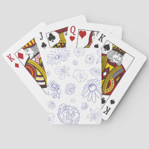 Baraja De Cartas Tarjetas de reproducción Floral Azul