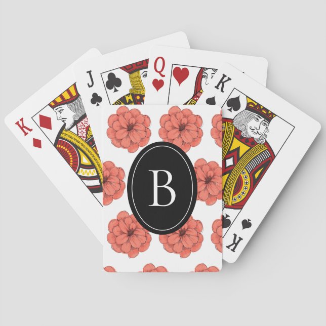 Baraja De Cartas Tarjetas de reproducción floral personalizadas (Reverso)