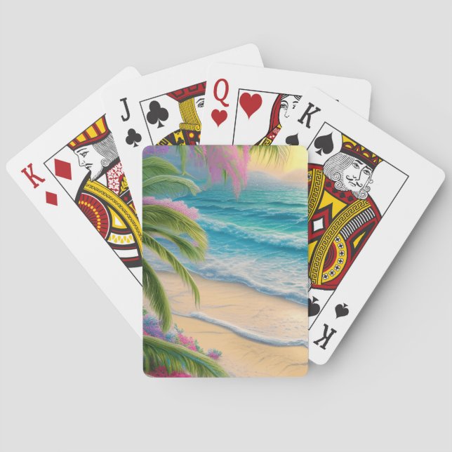 Baraja De Cartas Tarjetas de reproducción frontales de playa (Reverso)