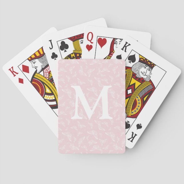 Baraja De Cartas Tarjetas de reproducción inicial de mariposa rosa (Reverso)