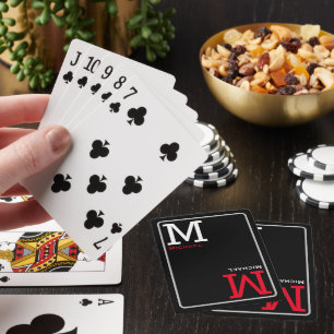 Baraja De Cartas Tarjetas de reproducción monograma con nombre pers