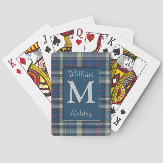 Baraja De Cartas Tarjetas de reproducción monogramadas con Blue Pla