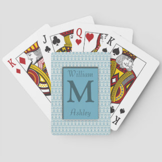 Baraja De Cartas Tarjetas de reproducción monogramadas de patrón bl
