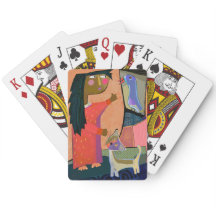 Tarjetas de reproducción para chica y gato