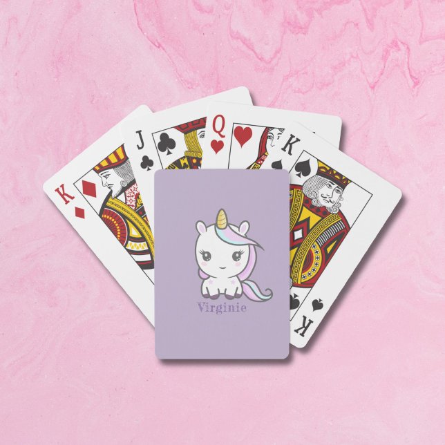 Baraja De Cartas Tarjetas de reproducción púrpura Cute Unicorn (Cute Unicorn Purple Playing Cards)