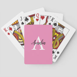 Baraja De Cartas Tarjetas de reproducción rosa monograma con estilo