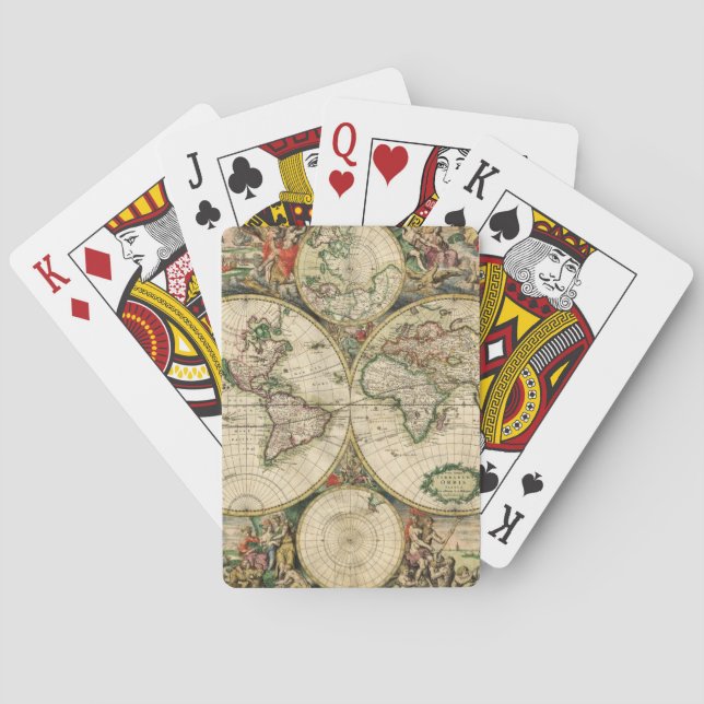 Baraja De Cartas Tarjetas de reproducción World Map, caras de índic (Reverso)