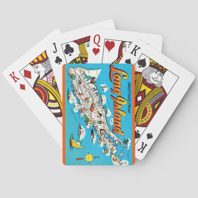 Baraja De Cartas Tarjetas de saludo de Long Island, NY (Reverso)