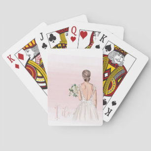Baraja De Cartas Tarjetas de tema de despedida de soltera rosa acua
