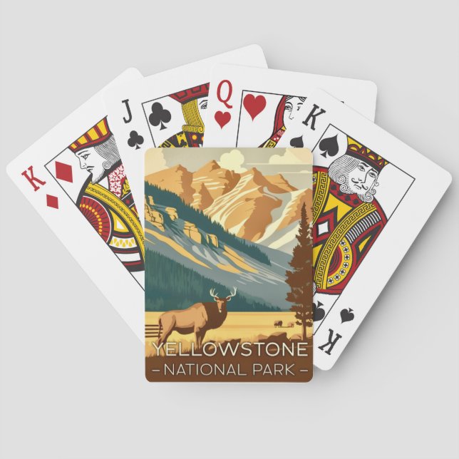 Baraja De Cartas Tarjetas de viaje de Yellowstone (Reverso)