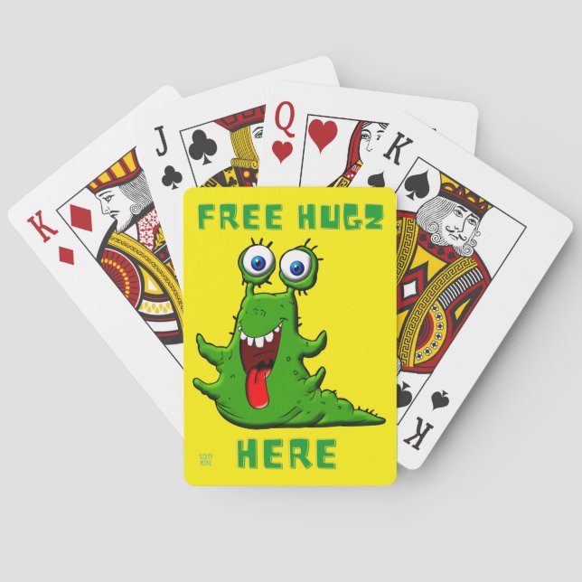 Baraja De Cartas tarjetas divertidas "ABRAZOS GRATIS..." (Reverso)