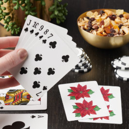 Baraja De Cartas Tarjetas dobles de juego blancas de Poinsettia