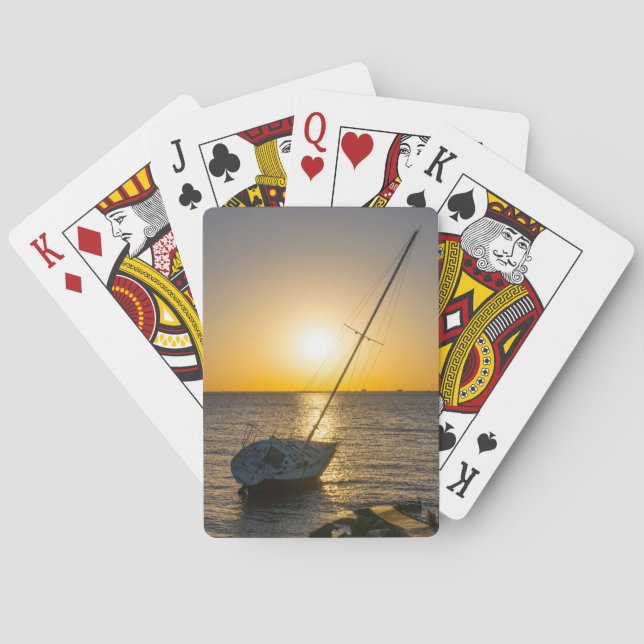 Baraja De Cartas Tarjetas FL Sunset Sailboat Shipwreck Gulf Breeze (Reverso)