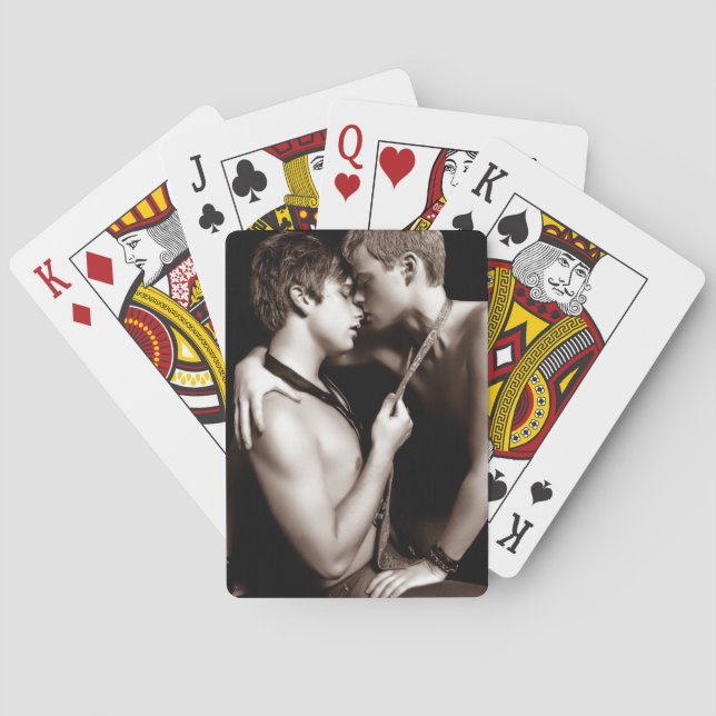 Baraja De Cartas tarjetas gay del amor del muchacho (Reverso)