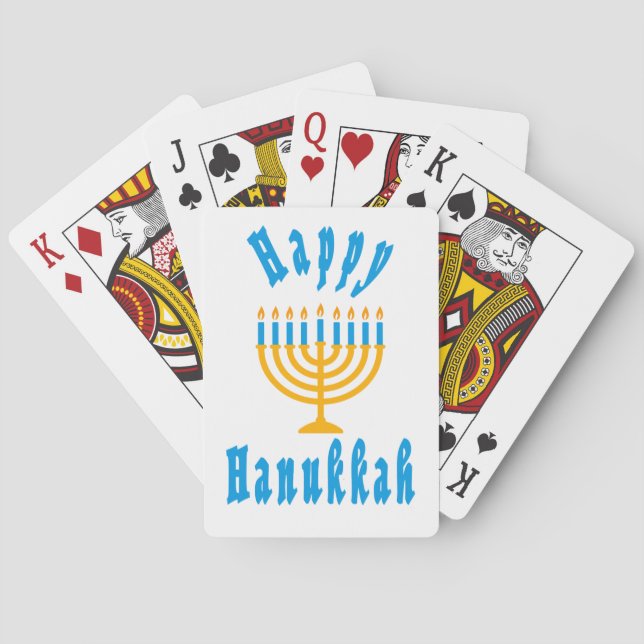 Baraja De Cartas Tarjetas jugando Feliz Janucá (Reverso)