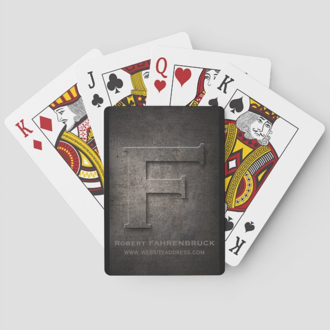 Baraja De Cartas Tarjetas Metalizado de juego de monograma negro de (Reverso)
