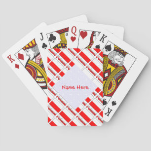 Baraja De Cartas Tarjetas personalizadas con nombre rojo y bandera