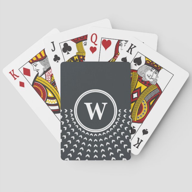 Baraja De Cartas Tarjetas que juegan personalizadas del monograma (Reverso)