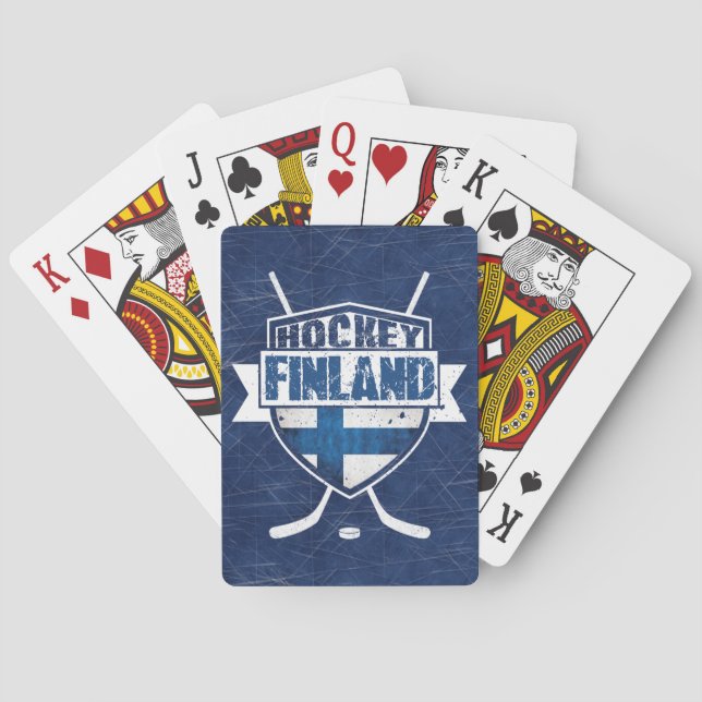 Baraja De Cartas Tarjetas Suomi del Escudo de hockey finlandés (Reverso)