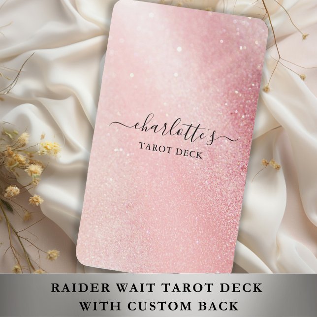 Baraja De Cartas Tarjetas Tarot Purpurina rosa personalizado (imita (Personalized Pink Glitter (Imitate)Tarot Cards with your name, text, message.)