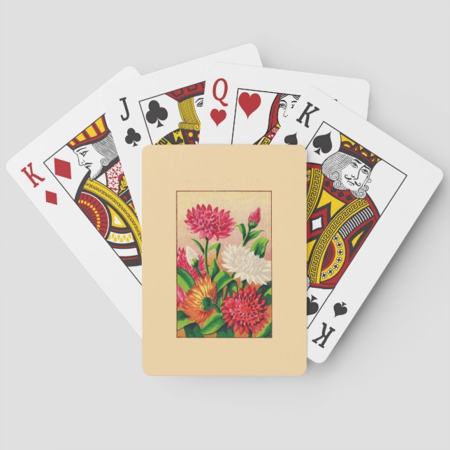 Baraja De Cartas Tarjetas Vintage Canasta de Dahlia (Reverso)