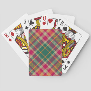 Baraja De Cartas Tartan Escocés Verde Rojo Amarillo Cuadros