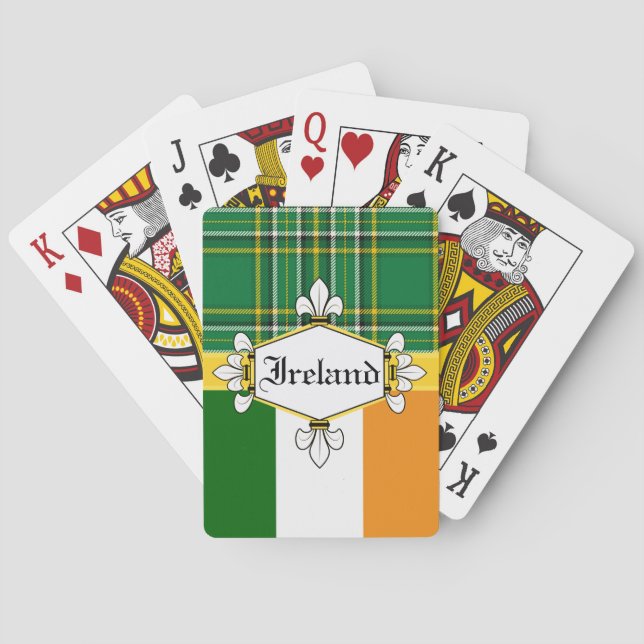 Baraja De Cartas Tartán nacional de Irlanda, bandera, personalizar (Reverso)