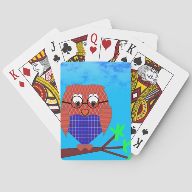 Baraja De Cartas Tartán y búho cardíaco (Reverso)