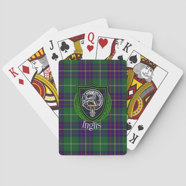 Baraja De Cartas Tartan y Cresta del Clan Escocés Inglis (Reverso)
