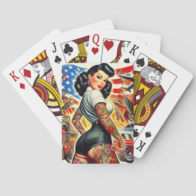 Baraja De Cartas Tattoed American Pin-up (Reverso)