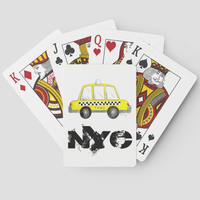 Baraja De Cartas Taxi NYC Amarillo de Nueva York revisado con papel (Reverso)