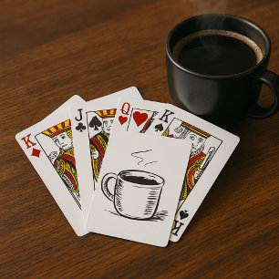 Baraja De Cartas Taza de café dibujada a mano Boceto Minimalista