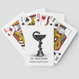 Baraja De Cartas Tazón de serpiente médica Hygieia Caduceus blanco