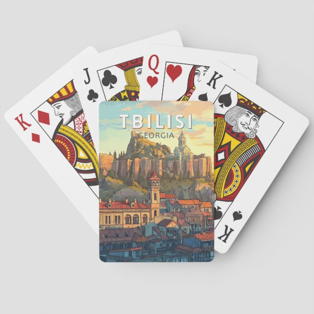 Baraja De Cartas Tbilisi Georgia Ilustracion Viaje al arte (Reverso)