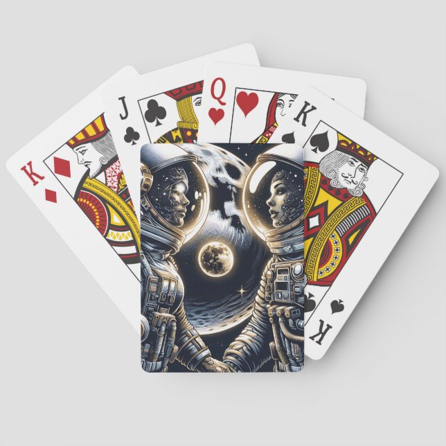 Baraja De Cartas Te amo a la luna y atrás | Astronautas (Reverso)