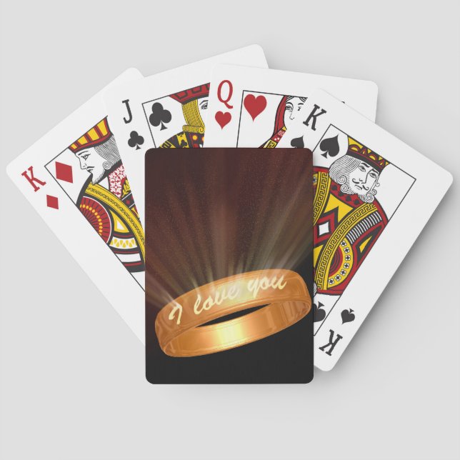 Baraja De Cartas "Te amo" anillo de oro (Reverso)