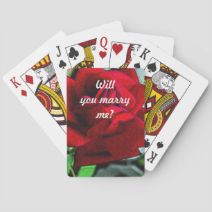 Baraja De Cartas "¿Te casarás conmigo?" mensaje sobre rosa rojo