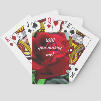 Baraja De Cartas "¿Te casarás conmigo?" mensaje sobre rosa rojo