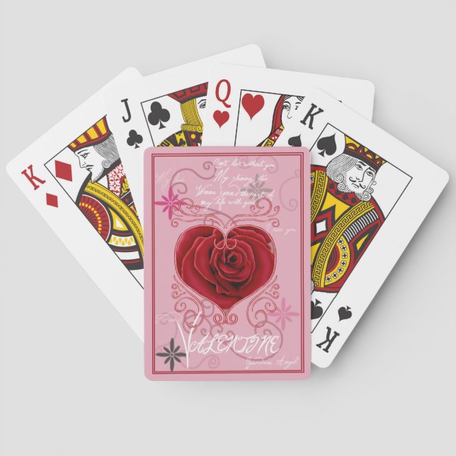 Baraja De Cartas Te quiero Valentine ~por ella~ 52 Jugando con tarj (Reverso)