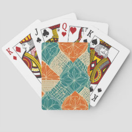 Baraja De Cartas Teal, Orange, and Tan Abstract Flowers