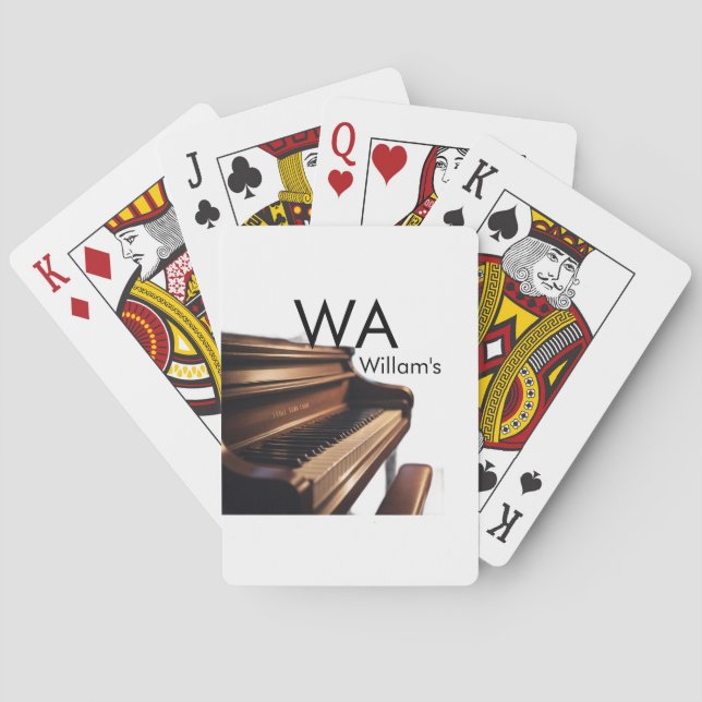 Baraja De Cartas Teclas de mesa de piano de madera marrón nombre mo (Reverso)