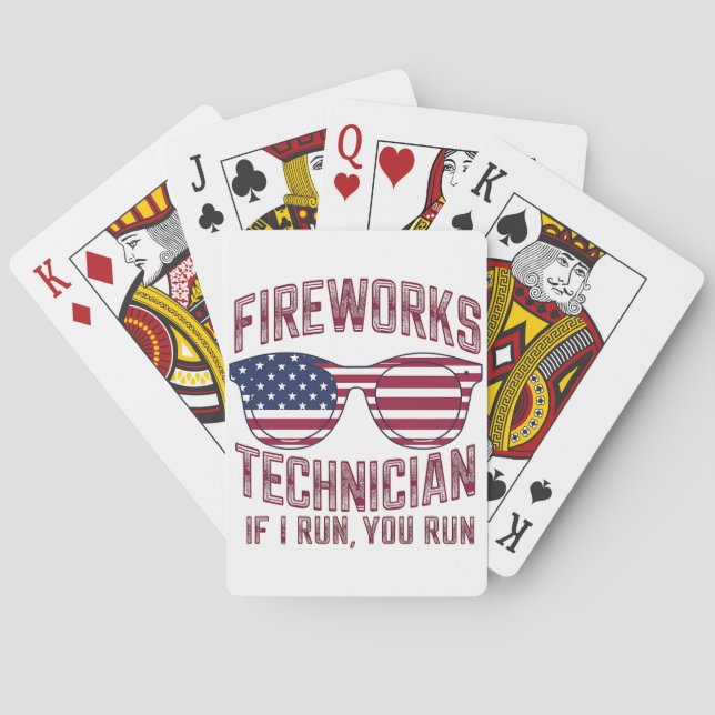 Baraja De Cartas Técnico de fuegos artificiales 4 de julio divertid (Reverso)