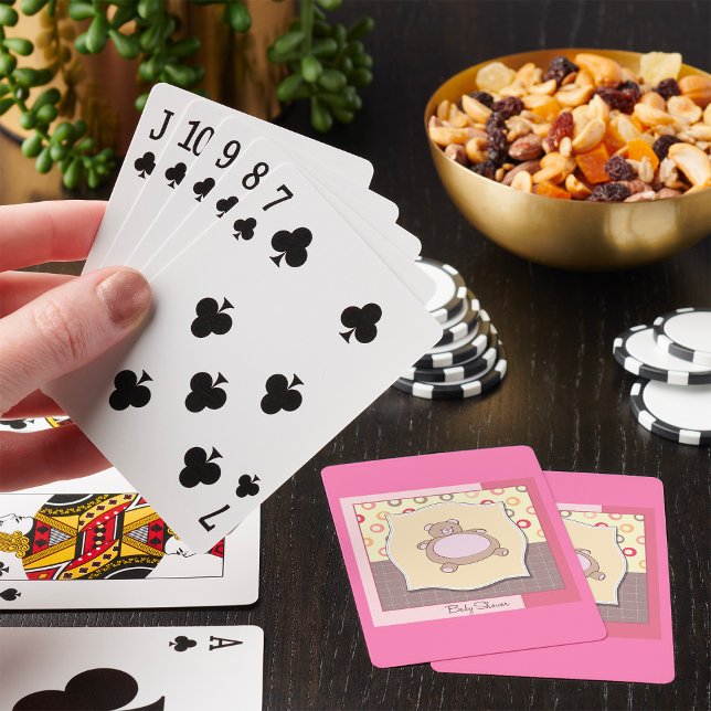 Baraja De Cartas Teddy Bear Baby Shower con círculos retro (Subido por el creador)
