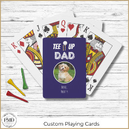 Baraja De Cartas Tee It Up Dad Personalizado Photo Fathers Day Navy