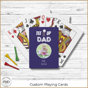 Baraja De Cartas Tee It Up Dad Personalizado Photo Fathers Day Navy