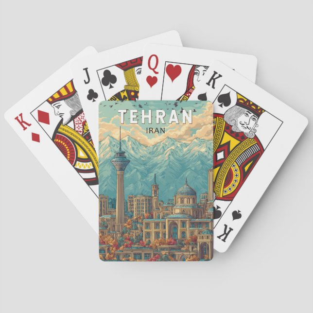 Baraja De Cartas Teherán Irán Ilustracion Viaje de arte (Reverso)