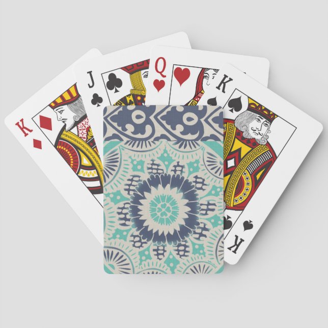 Baraja De Cartas Teja azul III del batik (Reverso)