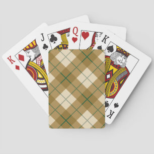 Baraja De Cartas Tela escocesa diagonal en oro con la raya verde