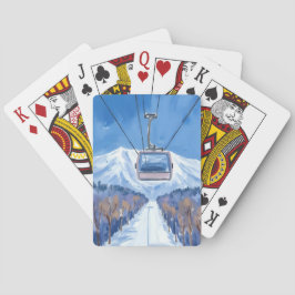 Baraja De Cartas Teleférico de Esquí Montaña Nevada Acuarela